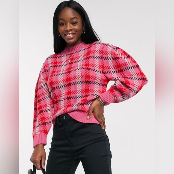ASOS Chunky Sweater In Check/Plaid Pattern - Picture 1 of 8